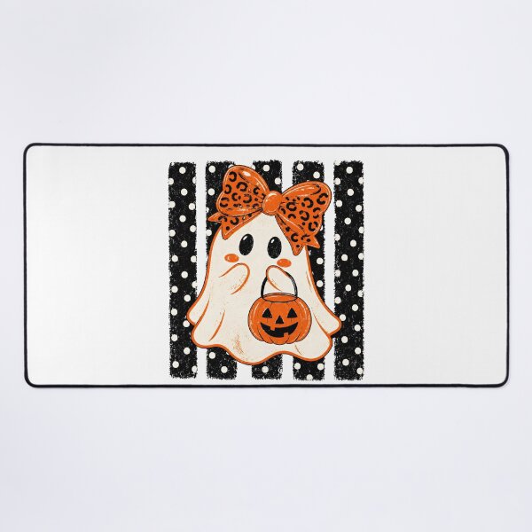 Item preview, Preppy Halloween Ghost Polka Dots Ghost with Leopard Bow and Pumpkin Halloween designed and sold by CatiaStudioArt.