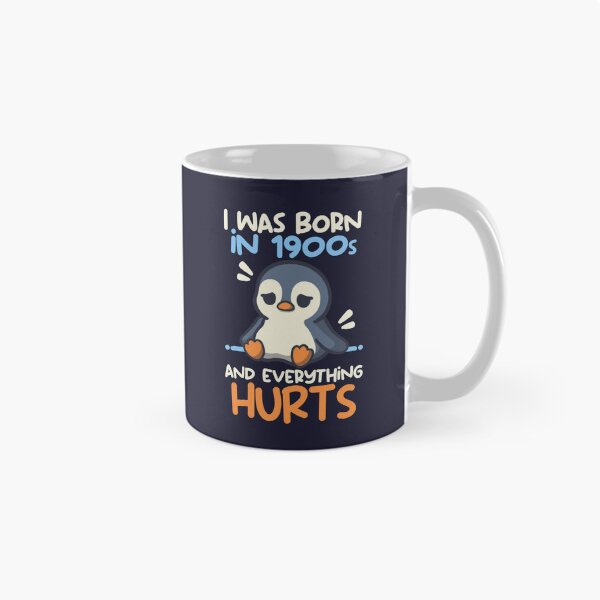 Item preview, I Was Born in the 1900s and Everything Hurts - Funny Tired Penguin Vintage Humor Art designed and sold by NemiMakeit.