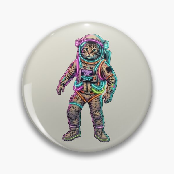 Item preview, Retro Neon Astronaut Cat – Vintage Cosmic Journey designed and sold by FootprintofLove.