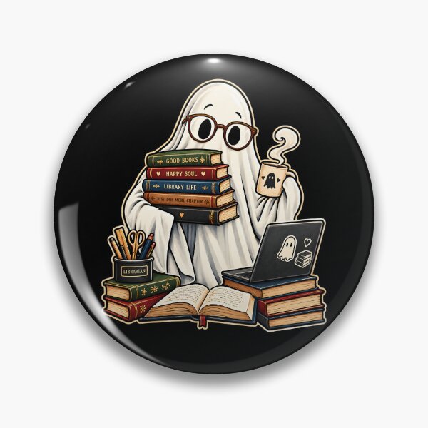 Item preview, Spooktober Ghost Librarian Cozy Reading Funny Halloween Book Lover Design designed and sold by PrintInkLab.