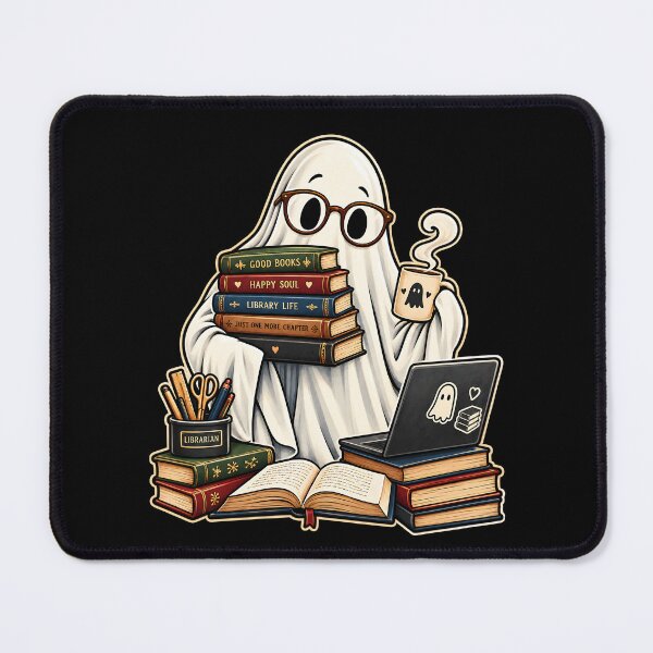 Item preview, Spooktober Ghost Librarian Cozy Reading Funny Halloween Book Lover Design designed and sold by PrintInkLab.