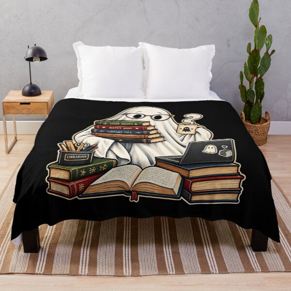 Item preview, Spooktober Ghost Librarian Cozy Reading Funny Halloween Book Lover Design designed and sold by PrintInkLab.