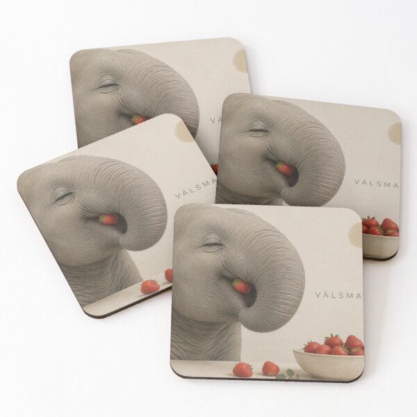 Item preview, Hygge Elephant & Strawberry "DELICIOUS" Portrait designed and sold by NickWhittleArt.