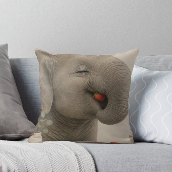Item preview, Hygge Elephant & Strawberry "DELICIOUS" Portrait designed and sold by NickWhittleArt.