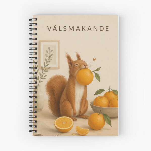 Item preview, Hygge Red Squirrel & Orange "DELICIOUS" Portrait designed and sold by NickWhittleArt.