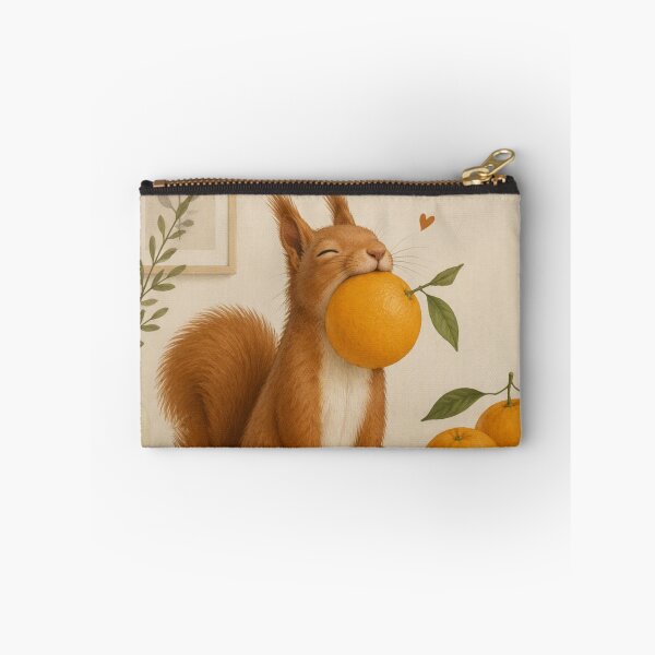 Item preview, Hygge Red Squirrel & Orange "DELICIOUS" Portrait designed and sold by NickWhittleArt.