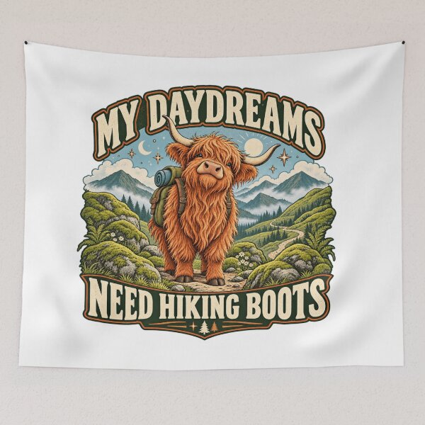 Item preview, My Daydreams Need Hiking Boots Cow Shirt designed and sold by ODDLUME CLUB.