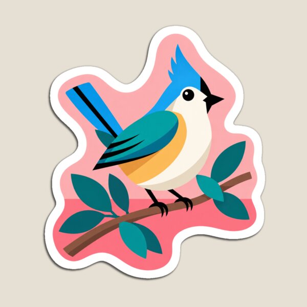 Item preview, Colorful Retro Tufted Titmouse designed and sold by Clementine Club.
