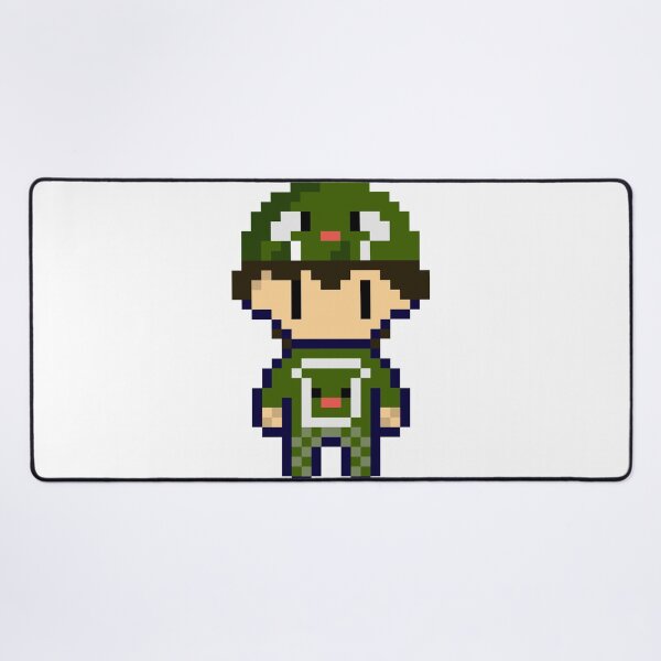 Item preview, Pixel Art Green Helmet Character – Retro 8-Bit Frog Style Boy designed and sold by Ruuper4all.