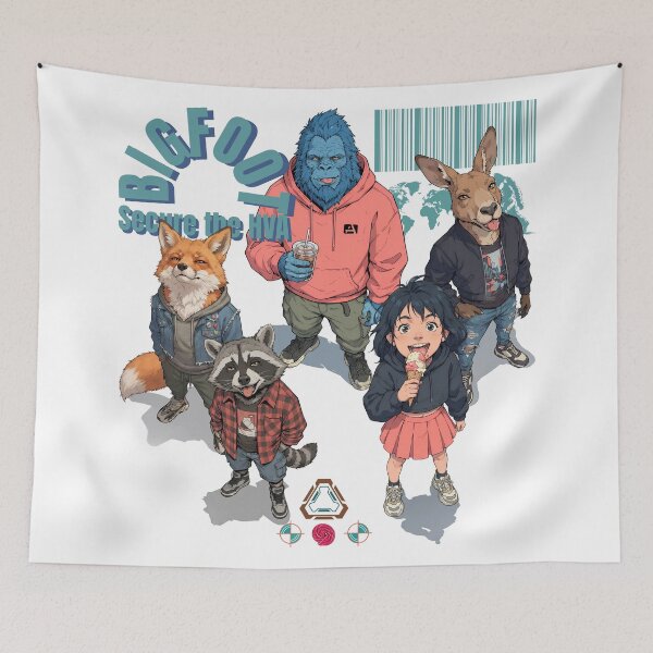 Item preview, Bigfoot & Squad Streetwear - Street Style Cryptid Squad designed and sold by Whimsy Trail Co.