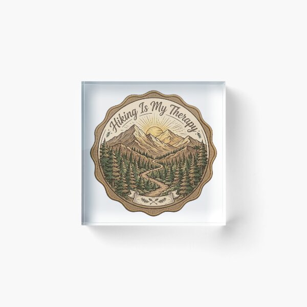 Item preview, Hiking Is My Therapy Badge - Vintage Mountain Trail - Hiking Lover designed and sold by Htkester1.