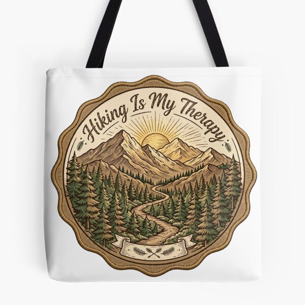 Item preview, Hiking Is My Therapy Badge - Vintage Mountain Trail - Hiking Lover designed and sold by Htkester1.