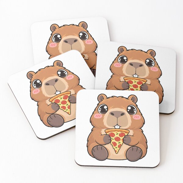 Item preview, Cute Kawaii Capybara With Pizza designed and sold by Eternalski.