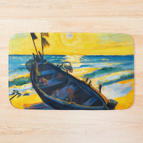 Item preview, Boats at sunrise golden beach nautical seascape painting by Max Pechstein designed and sold by Jéanpaul  Ferro.