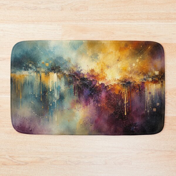 Item preview, Aurora Drips Modern Abstract Art Print in Teal Plum and Gold by Joey Santiago Fine Art designed and sold by Joey Santiago.