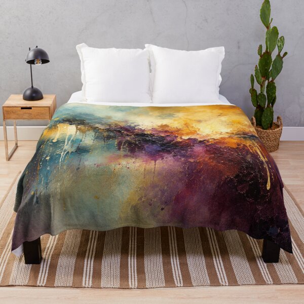 Item preview, Aurora Drips Modern Abstract Art Print in Teal Plum and Gold by Joey Santiago Fine Art designed and sold by Joey Santiago.