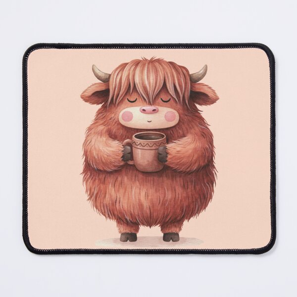 Item preview, Cozy Highland Cow with Coffee — Cute Fluffy Cow & Warm Drink Illustration. designed and sold by SaraSumi.