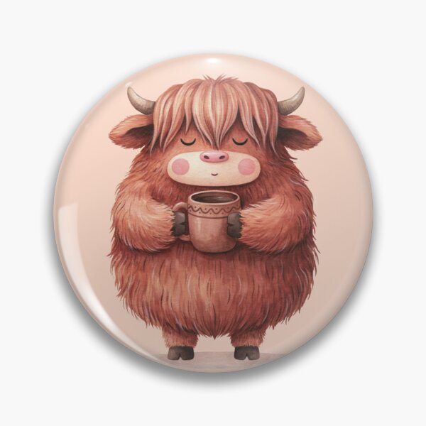 Item preview, Cozy Highland Cow with Coffee — Cute Fluffy Cow & Warm Drink Illustration. designed and sold by SaraSumi.