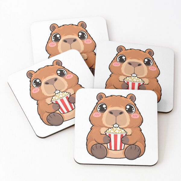 Item preview, Cute Kawaii Capybara With Popcorn designed and sold by Eternalski.