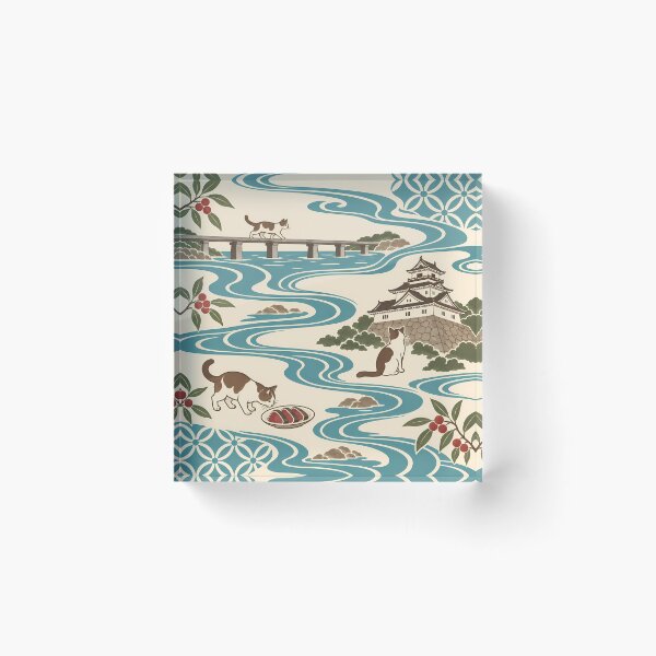 Item preview, Kochi Cats Japanese Flowing Water Pattern designed and sold by DAYAMA Japan.
