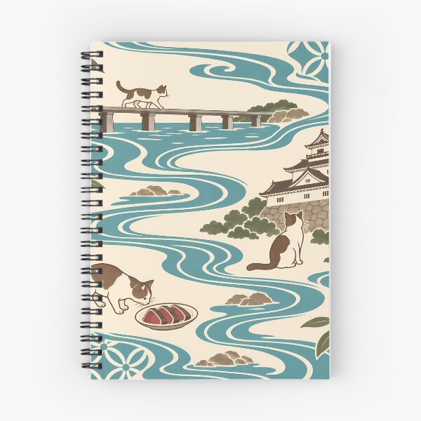 Item preview, Kochi Cats Japanese Flowing Water Pattern designed and sold by DAYAMA Japan.