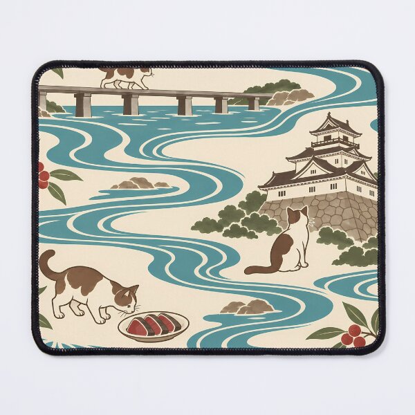 Item preview, Kochi Cats Japanese Flowing Water Pattern designed and sold by DAYAMA Japan.