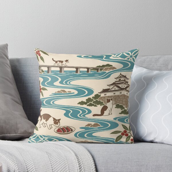 Item preview, Kochi Cats Japanese Flowing Water Pattern designed and sold by DAYAMA Japan.