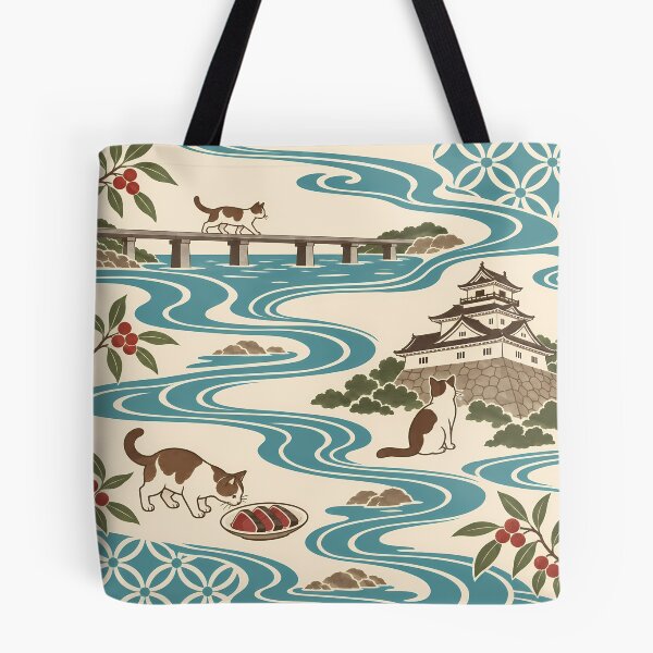 Item preview, Kochi Cats Japanese Flowing Water Pattern designed and sold by DAYAMA Japan.