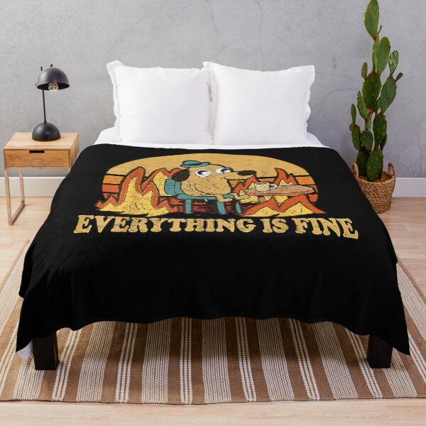 Item preview, Everything is Fine Dog Drinking Coffee Burning Meme designed and sold by KathieHilario.