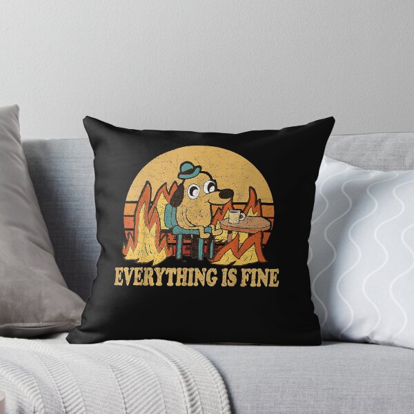 Item preview, Everything is Fine Dog Drinking Coffee Burning Meme designed and sold by KathieHilario.