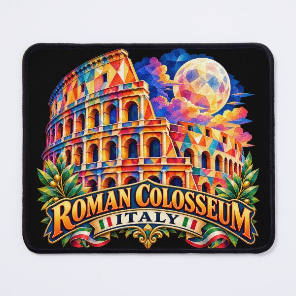 Item preview, ✅ Colorful geometric art of the Roman Colosseum (Italy) | Ancient Rome night sky design, for Europe lovers. designed and sold by Geometric Art..