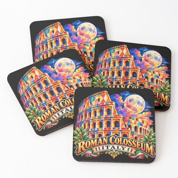 Item preview, ✅ Colorful geometric art of the Roman Colosseum (Italy) | Ancient Rome night sky design, for Europe lovers. designed and sold by Geometric Art..