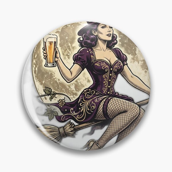 Item preview, Broomstick Lager Pin-Up Shirt | Sexy Witch Beer T-Shirt designed and sold by FitEnvy.