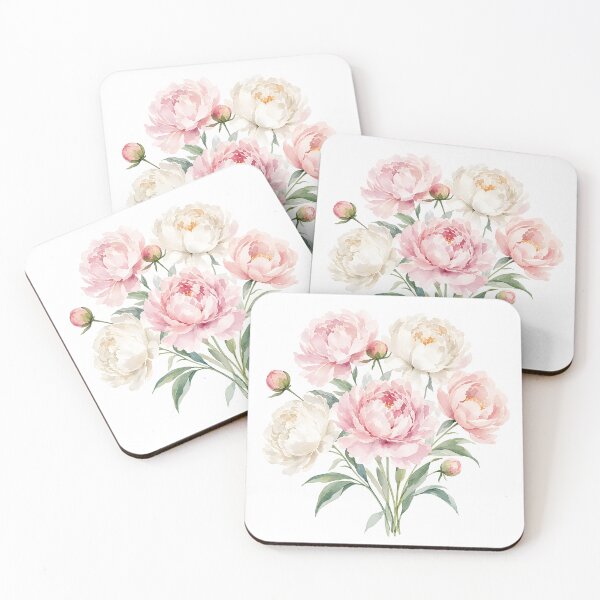 Item preview, Pink And White Peony Flower Bouquet Vintage Floral Watercolor Art HD Store designed and sold by bard-art.