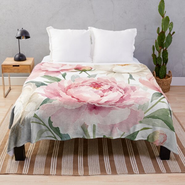 Item preview, Pink And White Peony Flower Bouquet Vintage Floral Watercolor Art HD Store designed and sold by bard-art.
