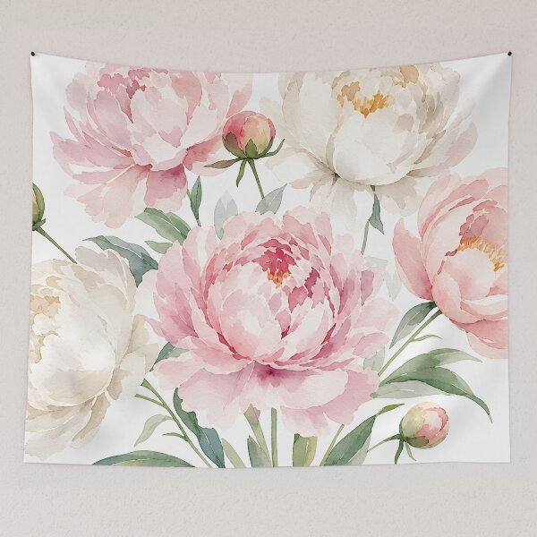 Item preview, Pink And White Peony Flower Bouquet Vintage Floral Watercolor Art HD Store designed and sold by bard-art.