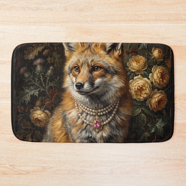 Item preview, Regal Fox Portrait with Roses and Pearls designed and sold by Real Beast Art.