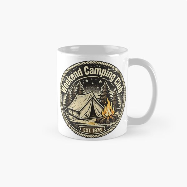 Item preview, Weekend Camping Club Badge - Vintage Camping - Tent Campfire Stars designed and sold by Htkester1.