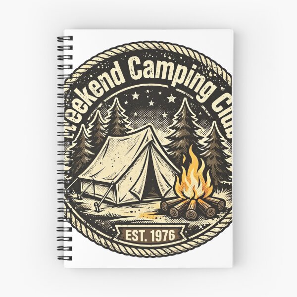 Item preview, Weekend Camping Club Badge - Vintage Camping - Tent Campfire Stars designed and sold by Htkester1.