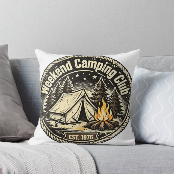 Item preview, Weekend Camping Club Badge - Vintage Camping - Tent Campfire Stars designed and sold by Htkester1.