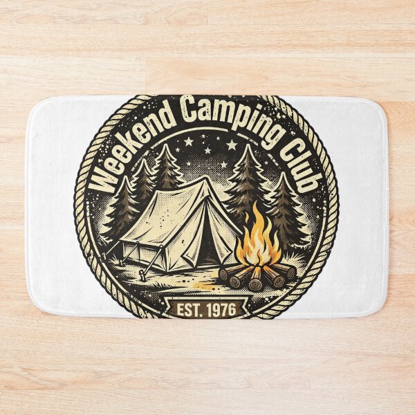Item preview, Weekend Camping Club Badge - Vintage Camping - Tent Campfire Stars designed and sold by Htkester1.