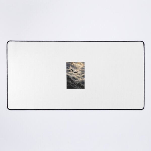 Item preview, White Wings Beyond the Clouds – Japanese Crane and Moon Art designed and sold by yuryu14yutaka.