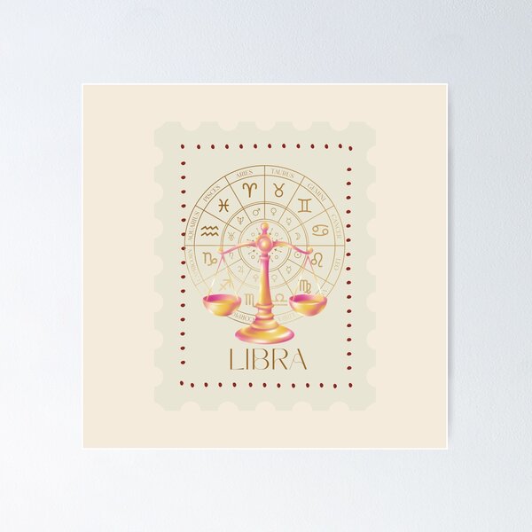 Item preview, Libra Zodiac Stamp – Celestial Vintage Astrology Art designed and sold by CozyMuse.