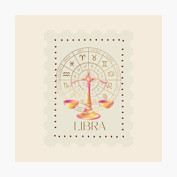 Item preview, Libra Zodiac Stamp – Celestial Vintage Astrology Art designed and sold by CozyMuse.