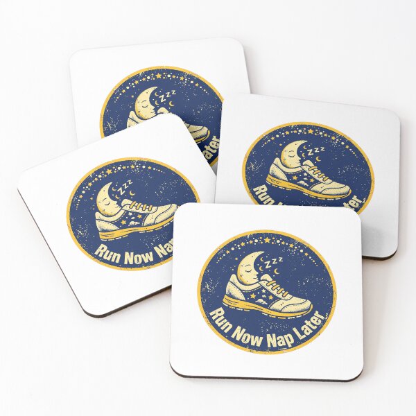 Item preview, Run Now Nap Later - Funny Running Shoe Sleeping Moon Badge designed and sold by Htkester1.