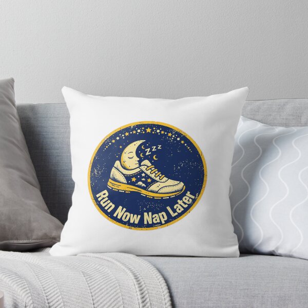 Item preview, Run Now Nap Later - Funny Running Shoe Sleeping Moon Badge designed and sold by Htkester1.