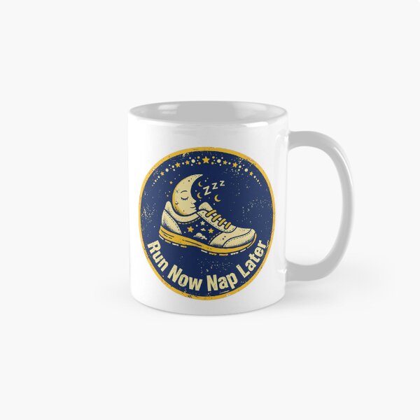 Item preview, Run Now Nap Later - Funny Running Shoe Sleeping Moon Badge designed and sold by Htkester1.
