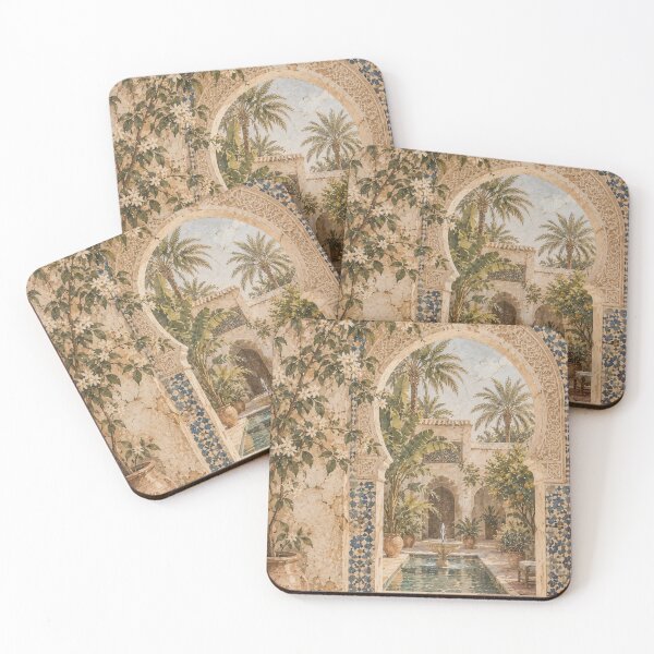 Item preview, Boho Mediterranean Courtyard Arch Oil Painting Warm Terracotta designed and sold by Jozefin's Studio.