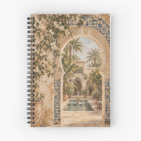 Item preview, Boho Mediterranean Courtyard Arch Oil Painting Warm Terracotta designed and sold by Jozefin's Studio.