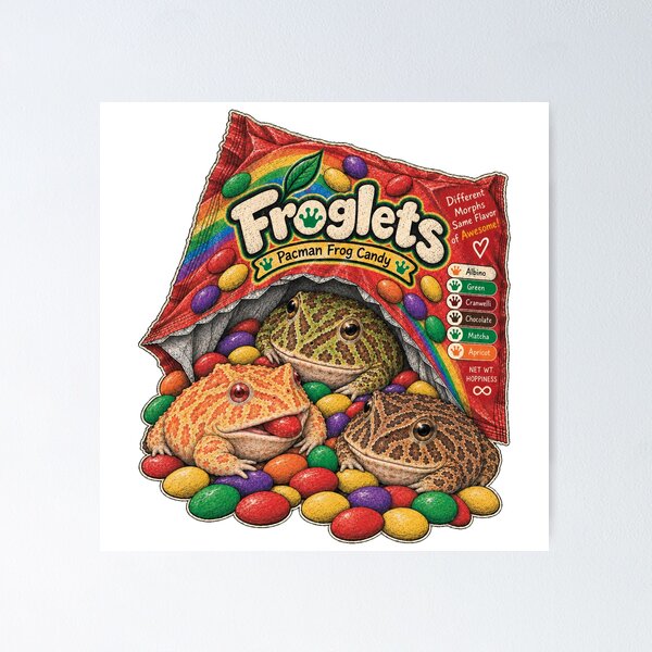 Artikelvorschau, Froglets – Bunte Pacman-Frosch-Morphs entworfen und verkauft von threadandfangs.